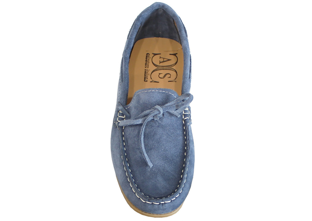 MOCASSINO DONNA BARCA CAMOSCIO JEANS| ACS Calzature Italiane
