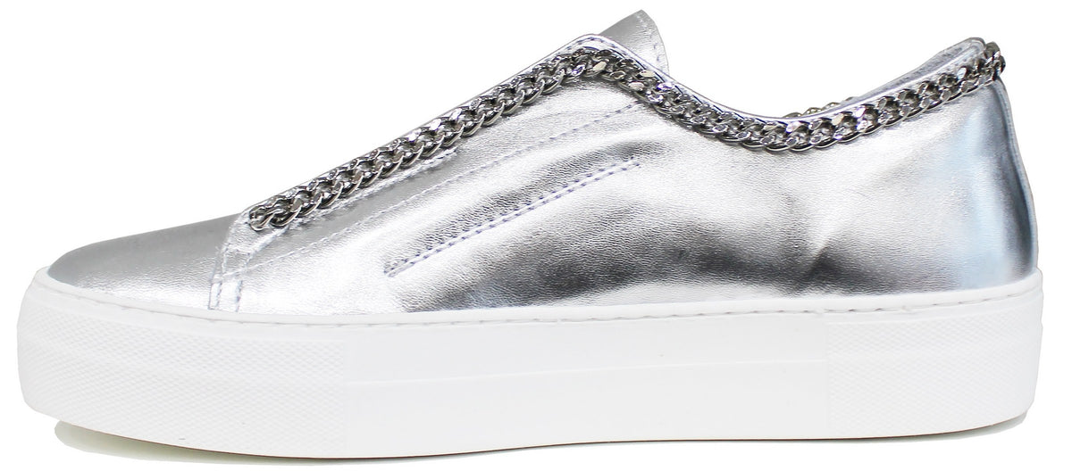 SNEAKER DONNA CATENA LAMINATO ARGENTO ACS Calzature Italiane