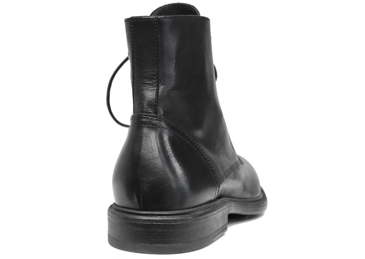 STIVALETTO STRINGATO UOMO PELLE NERA| ACS Calzature Italiane