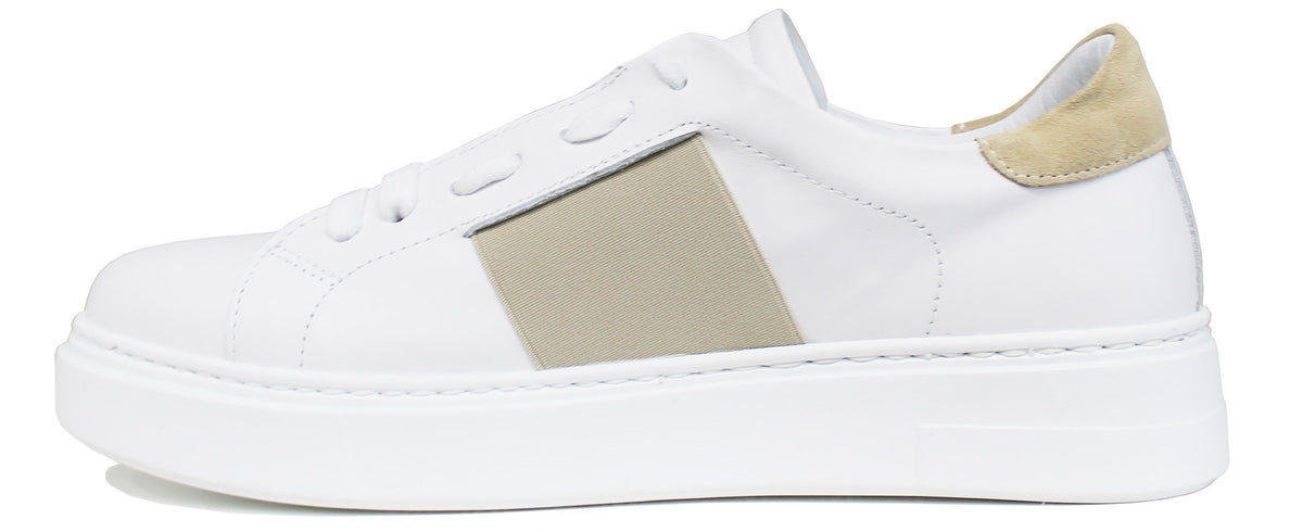 Scarpa Sneakers Con Elastico SNEAKER UOMO ELASTICO PELLE BIANCO