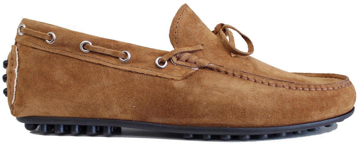 |MOCASSINO UOMO BARCA CAMOSCIO CUOIO| ACS Calzature