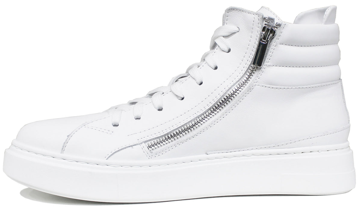 Scarpe Sportive Sneakers Uomo Scarpe Alte Di Moda SNEAKER ALTA UOMO PELLE  BIANCA| ACS Calzature, image size:1200x689