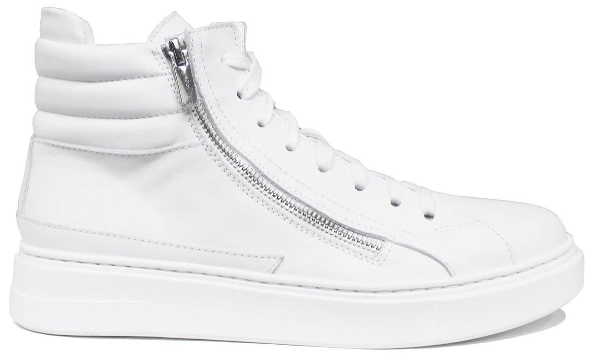 |SNEAKER ALTA UOMO PELLE BIANCA| ACS Calzature Italiane