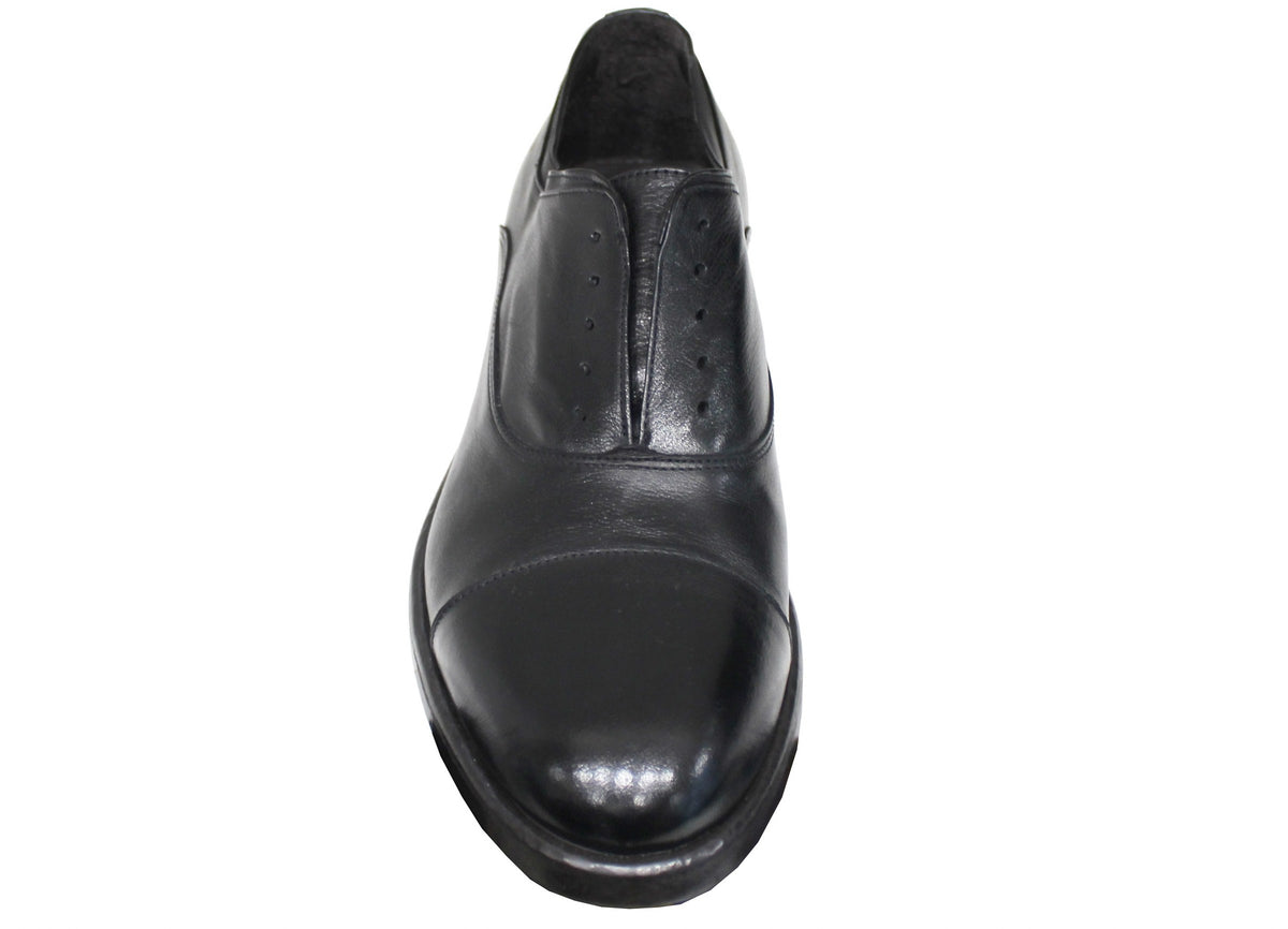 OXFORD SENZA LACCI PELLE NERA| ACS Calzature Italiane