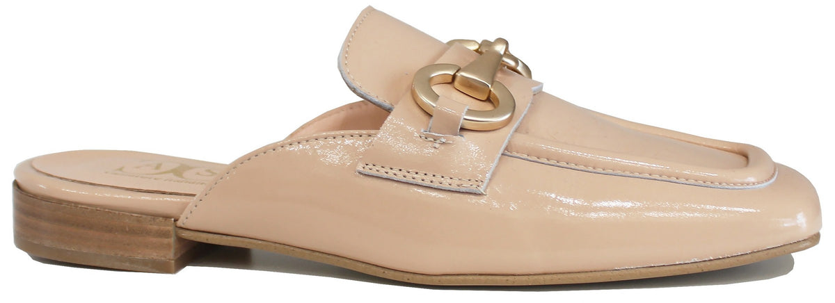 SABOT DONNA PUNTA QUADRATA VERNICE BEIGE| ACS Calzature Italiane