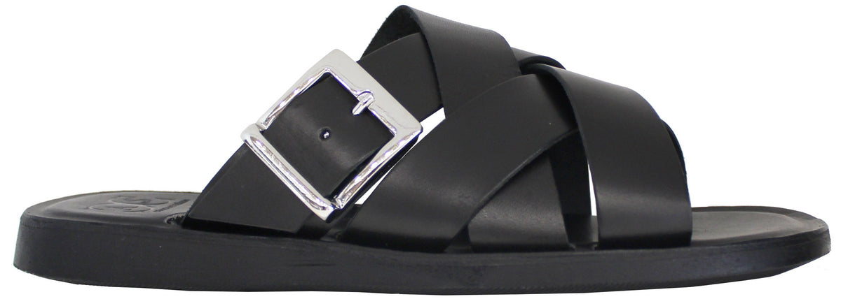 Sandali Uomo In Vera Pelle – Pantofole Comode, Suola Antiscivolo In Gomma, Tacco Piatto, Taglie 37-52, Colore Nero