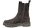 vista laterale scarpe donna di tendenza stivaletti beatles marroni testa di moro in camoscio con elastico laterale e cerniera in vera pelle marchio crown beatles nc18+zip chelsea boots stile casual eleganti sportivi con punta rotonda suola carrarmato flessibile calzature artigianali online 100% made in italy comode con negozio a civitanova marche collezione moda spedizioni in tutta Italia pagamento alla consegna