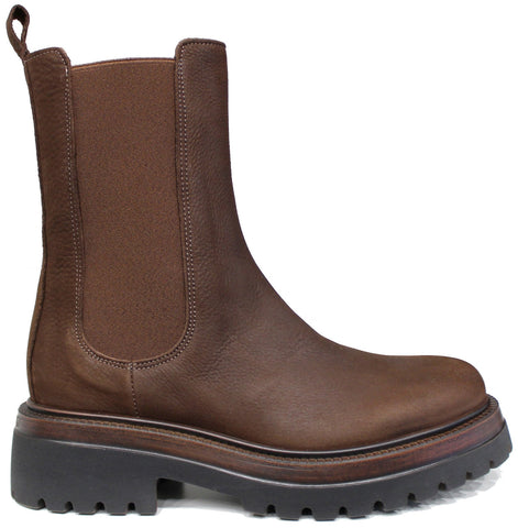 scarpe donna di tendenza stivaletti beatles marroni testa di moro in vera pelle con elastici laterali in tinta marchio crown beatles nc18 chelsea boots stile casual eleganti sportivi con punta rotonda suola carrarmato flessibile calzature artigianali online 100% made in italy comode con negozio a civitanova marche collezione moda spedizioni in tutta Italia pagamento alla consegna