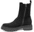 vista laterale scarpe donna di tendenza stivaletti beatles neri in camoscio con elastico laterale e cerniera in vera pelle marchio crown beatles nc18+zip chelsea boots stile casual eleganti sportivi con punta rotonda suola carrarmato flessibile calzature artigianali online 100% made in italy comode con negozio a civitanova marche collezione moda spedizioni in tutta Italia pagamento alla consegna