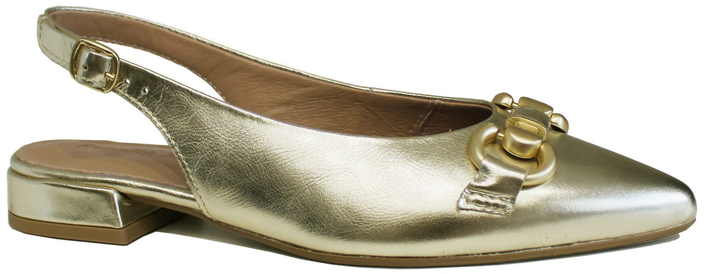 Slingback Scarpe Punta Oro Slingback Scarpe Color Oro Eleganti