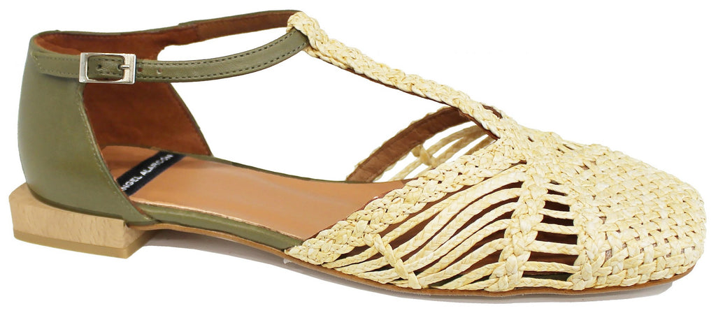 SCARPA BASSA A PUNTA QUADRATA RAFIA NATURALE| ACS Calzature Italiane