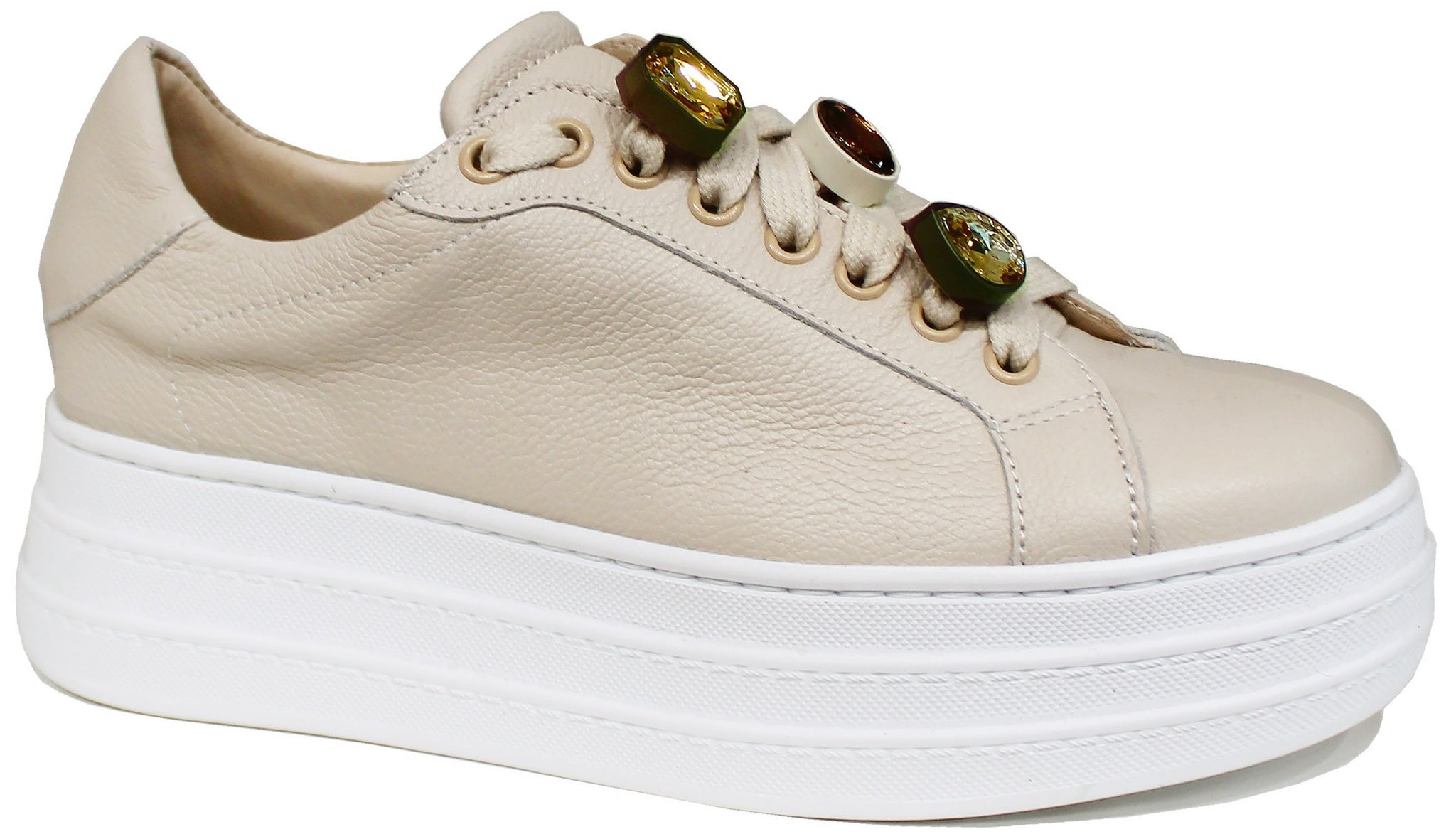 SNEAKER DONNA PIETRE PELLE BEIGE| ACS Calzature Italiane