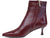 vista laterale scarpe tendenza donna tronchetti a punta con tacchi bassi comodi a rocchetto in vera pelle lucida vernice rosso bordò e cinturino con fibbia dorata e cerniera laterale articolo Gianmarco F. A032 calzature artigianali 100% Made in Italy online con negozio a civitanova marche moda autunno inverno spedizioni in tutta Italia con pagamento alla consegna 