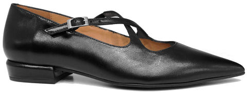 scarpe donna di tendenza ballerine nere  eleganti a punta in vera pelle con cinturino incrociato marchio angel alarcon 25531 stile casual per ufficio con tacco quadrato basso calzature artigianali online comode con negozio a civitanova marche collezione moda spedizioni in tutta Italia pagamento alla consegna