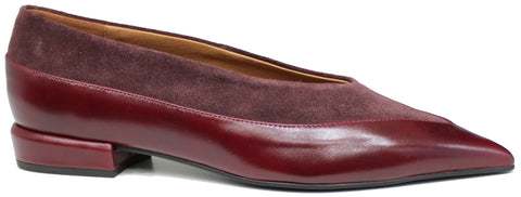 scarpe donna di tendenza ballerine bordeaux eleganti a punta con doppio pellame camoscio e vera pelle liscia marchio angel alarcon 25536 stile casual per ufficio con suola bassa flessibile e tacco quadrato calzature artigianali online comode con negozio a civitanova marche collezione moda spedizioni in tutta Italia pagamento alla consegna