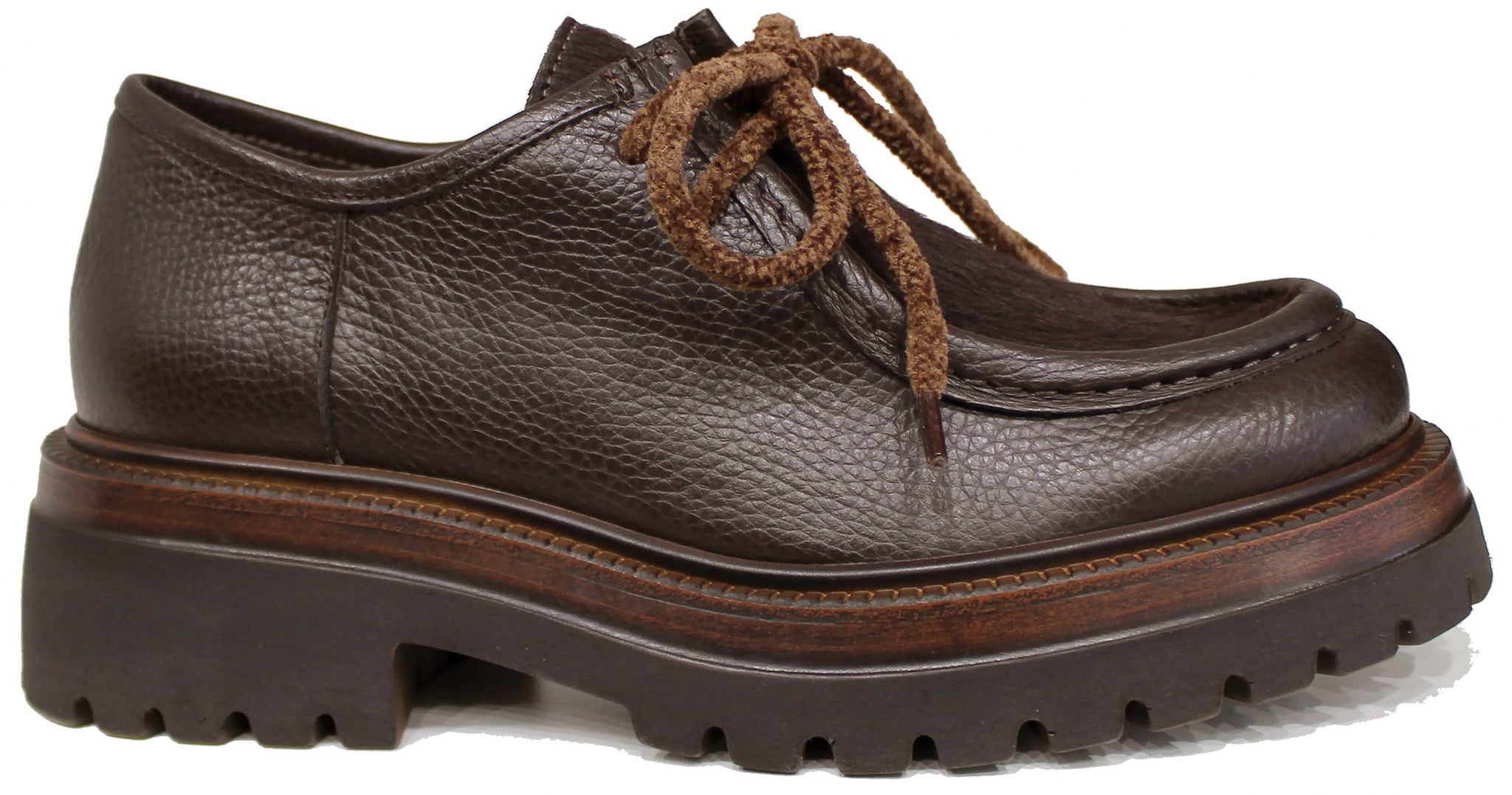 scarpe donna di tendenza ingegnere marroni testa di moro in vera pelle martellata con suola alta carrarmato marchio crown paraboot ciniglia stile casual eleganti sportivi con punta rotonda calzature artigianali online 100% made in italy comode con negozio a civitanova marche collezione moda spedizioni in tutta Italia pagamento alla consegna