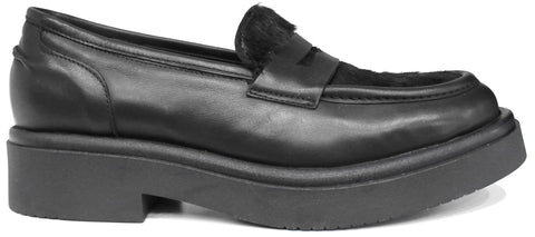 scarpe donna di tendenza mocassini neri in cavallino con suola alta zeppa in vera pelle marchio crown mocassino paraboot suola carrarmato stile casual eleganti sportivi con punta rotonda calzature artigianali online 100% made in italy comode con negozio a civitanova marche collezione moda spedizioni in tutta Italia pagamento alla consegna