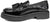 vista laterale scarpe donna di tendenza mocassini neri lucidi con suola alta zeppa in vera pelle marchio crown fiocco naplak con nappine campanelle suola stile casual eleganti sportivi con punta rotonda calzature artigianali online 100% made in italy comode con negozio a civitanova marche collezione moda spedizioni in tutta Italia pagamento alla consegna