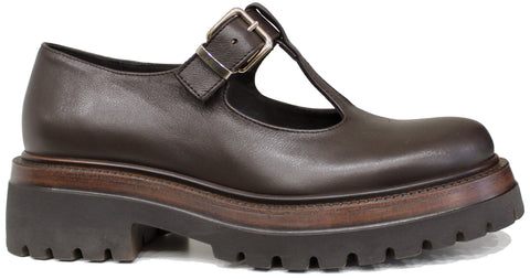 scarpe donna di tendenza mary jane bebè marroni testa di moro in vera pelle con suola alta carrarmato marchio crown bb17 stile casual eleganti sportivi con punta rotonda calzature artigianali online 100% made in italy comode con negozio a civitanova marche collezione moda spedizioni in tutta Italia pagamento alla consegna