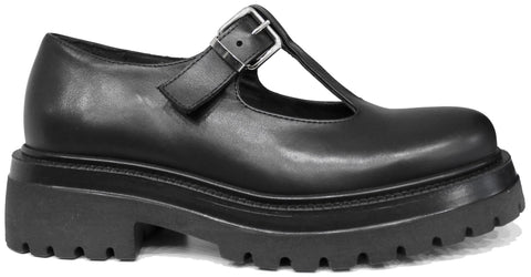 scarpe donna di tendenza mary jane bebè nere in vera pelle con suola alta carrarmato marchio crown bb17 stile casual eleganti sportivi con punta rotonda calzature artigianali online 100% made in italy comode con negozio a civitanova marche collezione moda spedizioni in tutta Italia pagamento alla consegna