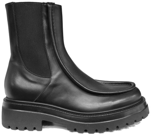 scarpe donna di tendenza anfibi stivaletti neri con elastico laterale e cerniera in vera pelle marchio crown BB 20 NC stile casual eleganti sportivi con cucitura mocassino paraboot e punta rotonda suola carrarmato flessibile calzature artigianali online 100% made in italy comode con negozio a civitanova marche collezione moda spedizioni in tutta Italia pagamento alla consegna