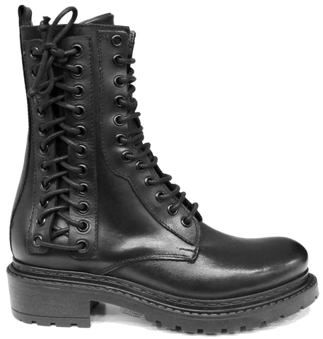 scarpe donna di tendenza anfibi neri con lacci laterali in vera pelle con suola carrarmato alta e cerniera laterale marchio matisse ma2115 stile casual eleganti sportivi con punta rotonda calzature artigianali online 100% made in italy comode con negozio a civitanova marche collezione moda spedizioni in tutta Italia pagamento alla consegna