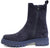 vista laterale scarpe donna di tendenza stivaletti beatles blu in camoscio con elastico laterale e cerniera in vera pelle marchio crown beatles nc18+zip chelsea boots stile casual eleganti sportivi con punta rotonda suola carrarmato flessibile calzature artigianali online 100% made in italy comode con negozio a civitanova marche collezione moda spedizioni in tutta Italia pagamento alla consegna
