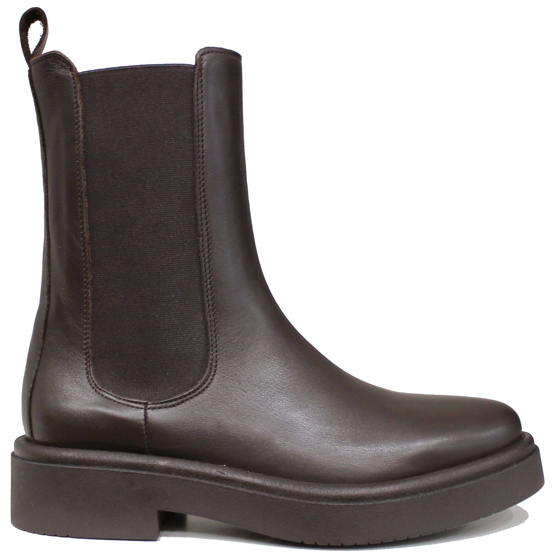 scarpe donna di tendenza stivaletti beatles marroni con elastici laterali in vera pelle testa di moro marchio crown beatles nc18 chelsea boots stile casual eleganti sportivi con punta rotonda suola carrarmato flessibile calzature artigianali online 100% made in italy comode con negozio a civitanova marche collezione moda spedizioni in tutta Italia pagamento alla consegna