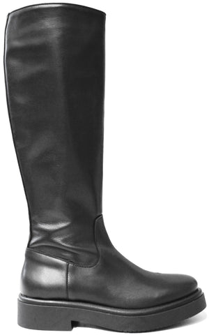 scarpe donna di tendenza stivali neri suola carrarmato per tutti i giorni in vera pelle marchio CROWN E3185/01 NO TIRALACCIO stile eleganti sportivi con zeppa in eva leggera e comoda calzature artigianali online 100% made in italy comode con negozio a civitanova marche collezione moda spedizioni in tutta Italia pagamento alla consegna