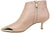 vista laterale scarpe donna di tendenza tronchetti eleganti a punta in vera pelle rosa cipria con puntale in oro con tacco basso comodo suola vero cuoio e cerniera marchio Le Fabian 4160 calzature artigianali Made in Italy online con negozio a civitanova marche collezione moda spedizioni in tutta Italia pagamento alla consegna