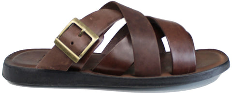 scarpe uomo tendenza ciabatte francescane eleganti in vera pelle marrone testa di moro con fasce incrociate e fibbia dorata con fondo in gomma antiscivolo articolo eder shoes 4241 calzature artigianali online 100% made in italy negozio a civitanova marche collezione moda spedizioni in tutta Italia pagamento alla consegna 