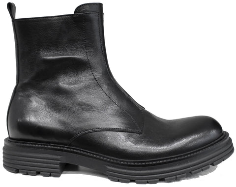 scarpe uomo di tendenza stivaletti anfibi neri in vera pelle con cerniera e suola carrarmato marchio guido ferri 1232 stile casual eleganti sportivi con punta rotonda calzature artigianali online 100% made in italy comode con negozio a civitanova marche collezione moda spedizioni in tutta Italia pagamento alla consegna