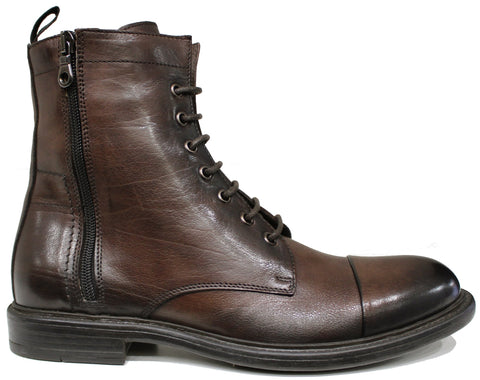 scarpe uomo tendenza stivaletti anfibi marroni testa di moro eleganti in vera pelle con suola in gomma polacchini stringati guido ferri 1230 calzature artigianali online 100% made in italy negozio a civitanova marche collezione moda soletta morbida estraibile per plantare spedizioni in tutta Italia pagamento alla consegna 