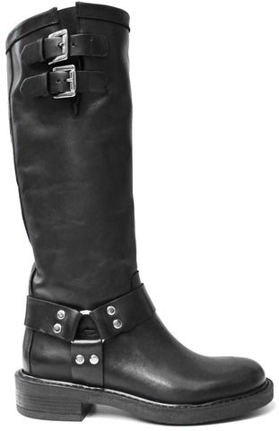 scarpe donna di tendenza stivali neri con fibbie e anello con cinturini in vera pelle MATISSE AK994 stile eleganti sportivi per tutti i giorni con tacco comodo calzature artigianali online 100% made in italy comode con negozio a civitanova marche collezione moda spedizioni in tutta Italia pagamento alla consegna