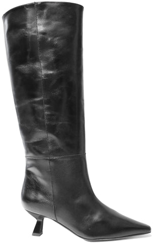 scarpe donna di tendenza stivali neri eleganti con tacco kitten in vera pelle ANGEL ALARCON 24545 tacco comodo calzature artigianali online con negozio a civitanova marche collezione moda spedizioni in tutta Italia pagamento alla consegna