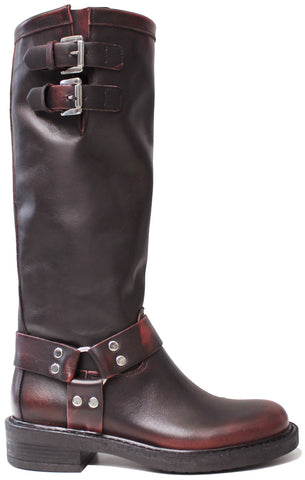 scarpe donna di tendenza stivali rosso bordò con fibbie e anello con cinturini in vera pelle MATISSE AK994 stile eleganti sportivi per tutti i giorni con tacco comodo calzature artigianali online 100% made in italy comode con negozio a civitanova marche collezione moda spedizioni in tutta Italia pagamento alla consegna