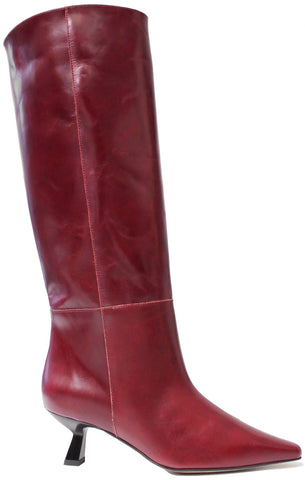 scarpe donna di tendenza stivali rosso bordò eleganti con tacco kitten in vera pelle ANGEL ALARCON 24545 tacco comodo calzature artigianali online con negozio a civitanova marche collezione moda spedizioni in tutta Italia pagamento alla consegna