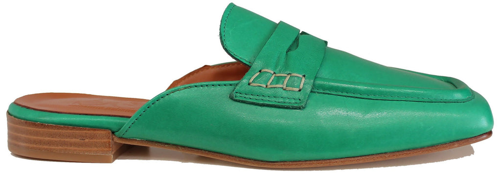 Scarpe Sabot Basse A Punta SABOT DONNA PUNTA QUADRATA PELLE VERDE