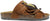 Ciabatta donna color cuoio in camoscio vera pelle, frange multicolor, punta rotonda, suola imbottita in memory tipo birkenstock, modello L'ARTIGIANO 1278-F803, calzature artigianali 100% Made in Italy