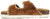 vista laterale ciabatte donna con suola anatomica tipo birkenstock color cuoio in camoscio vera pelle, doppia fascia con fibbie, punta rotonda, suola imbottita in memory, modello L'ARTIGIANO 1278-F440, calzature artigianali 100% Made in Italy