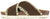 vista laterale ciabatte donna con suola anatomica tipo birkenstock color marrone in camoscio vera pelle, fasce incrociate a X, punta rotonda, suola imbottita in memory, modello L'ARTIGIANO 1278-F817, calzature artigianali 100% Made in Italy