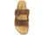 vista dall'alto ciabatta uomo doppia fibbia stile birkenstock color cuoio marrone in vera pelle scamosciata, punta rotonda, suola imbottita in memory morbidissima, modello L'ARTIGIANO 374-4000BK, calzature artigianali 100% Made in Italy con negozio a Civitanova Marche