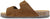 vista laterale ciabatta uomo doppia fibbia stile birkenstock color cuoio marrone in vera pelle scamosciata, punta rotonda, suola imbottita in memory morbidissima, modello L'ARTIGIANO 374-4000BK, calzature artigianali 100% Made in Italy con negozio a Civitanova Marche