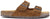 Ciabatta uomo doppia fibbia stile birkenstock color cuoio marrone in vera pelle scamosciata, punta rotonda, suola imbottita in memory morbidissima, modello L'ARTIGIANO 374-4000BK, calzature artigianali 100% Made in Italy con negozio a Civitanova Marche