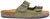 Ciabatta uomo doppia fibbia stile birkenstock color verde salvia in vera pelle scamosciata, punta rotonda, suola imbottita in memory morbidissima, modello L'ARTIGIANO 374-4000BK, calzature artigianali 100% Made in Italy con negozio a Civitanova Marche