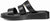 vista laterale ciabatte donna nere stile platform in vera pelle, plantare in memory imbottito super comodo, punta quadrata, fasce stile gladiatore, fibbia dorata, calzature artigianali 100% Made in Italy, Francesco Brunelli AE6208