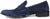 vista laterale mocassini uomo eleganti blu in camoscio vera pelle, suola in vero cuoio cucita, punta rotonda, modello GUIDO FERRI 6487, scarpe artigianali 100% Made in Italy con negozio a Civitanova