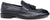 Mocassini uomo eleganti blu scuro in vera pelle, con nappine, punta rotonda grande, suola in vero cuoio cucita con mezza piantina in gomma antiscivolo, modello GUIDO FERRI 6649, scarpe artigianali 100% Made in Italy