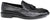 Mocassini uomo eleganti neri in vera pelle, con nappine, punta rotonda grande, suola in vero cuoio cucita con mezza piantina in gomma antiscivolo, modello GUIDO FERRI 6649, scarpe artigianali 100% Made in Italy