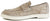 vista laterale mocassini uomo sportivi in camoscio beige tortora vera pelle, suola beige in eva super leggera rialzata, modello GUIDO FERRI 6643, scarpe artigianali Made in Italy
